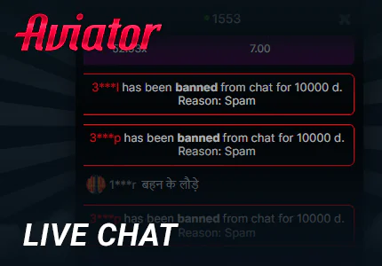 Live chat in Crash Aviator